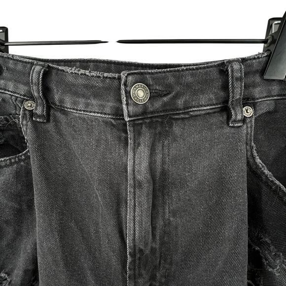 American Eagle Size 14 Mom Jeans Distressed Black Relaxed Fit High Rise - Picture 2 of 5